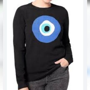 Studio Park Black Sweater Blue Eye Design Sz 3X